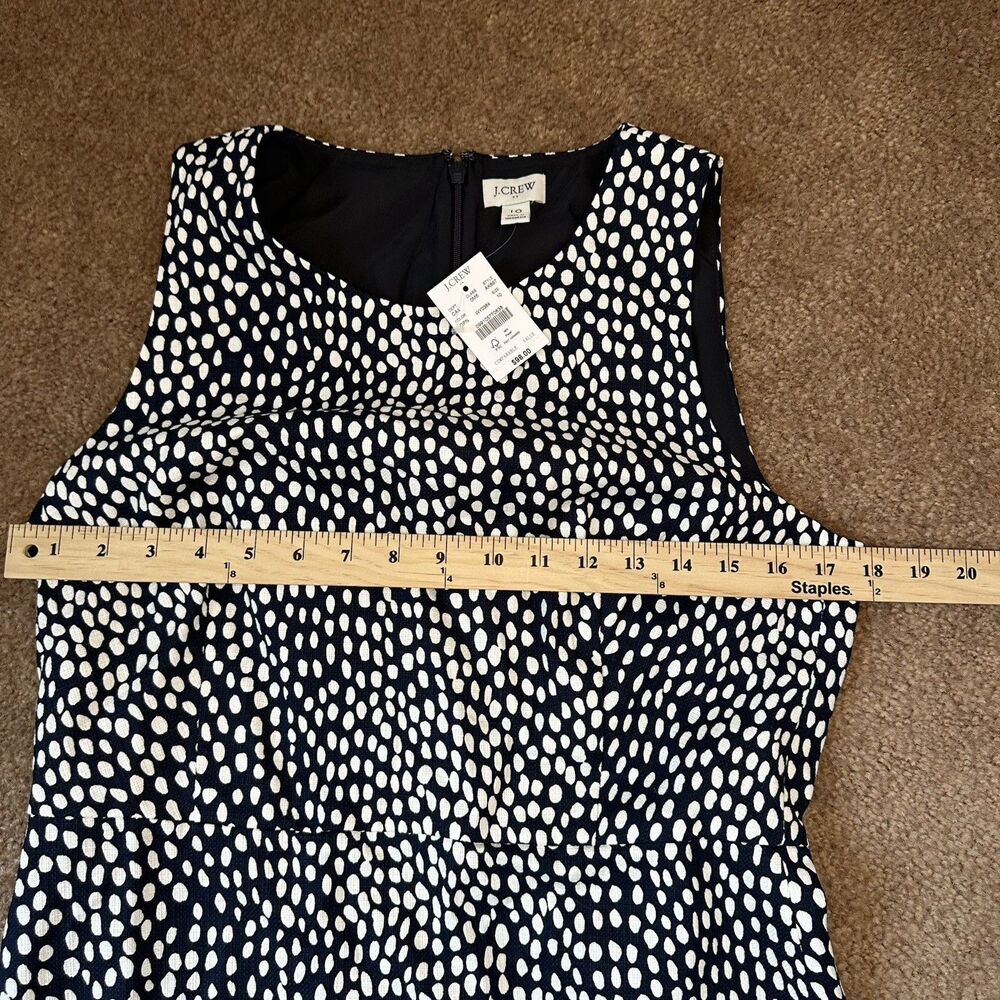J.Crew Navy Polka Dot Sheath Dress Women 10 Sleeveless Lined NWT Work Office - Picture 5 of 8